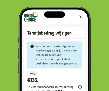 Mijn Greenchoice, het scherm Termijnbedrag staat open