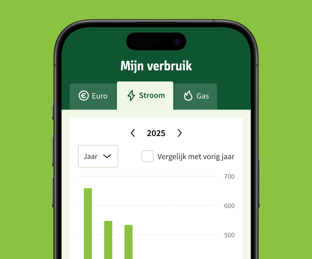 Mijn Greenchoice, de verbruiksgrafiek staat open